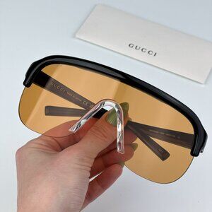 Gucci GG1645S 005 BRAND NEW Sunglasses Black Orange Unisex Mask